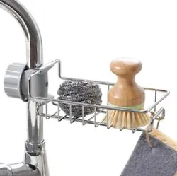 Stainless steel faucet drain rack, Draining Basket Faucet Clip Kitchen Holders Racks Soap Sponge Dishwashing Liquid...
