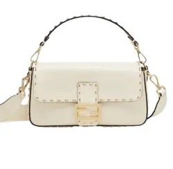 Fendi Cream Colored Bag With Gold Stitching Hardware. 10/10 excellent condition, carried at most 2-3 times. Purchased...