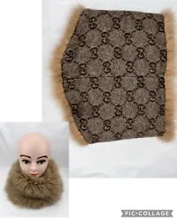 GUCCI Real Fox Fur and Wool Ring Wide Scarf Dark Beige Mint Condition.
