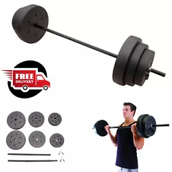 Designed for a full-body workout; suitable for arms, chest, back and legs. Weight set includes: two 25 lb, two 15 lb...