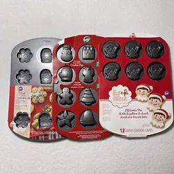 Lot 3 Wilton Elf Shelf Snowflake Angel Cookie Baking Pans Non-Stick Christmas. All 3 pans have never been used and...