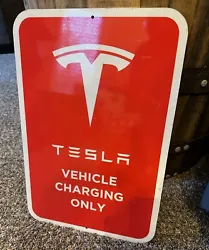 Display your love for Tesla and their electric cars with this aluminum parking sign. Measuring 12x18 inches and made of...