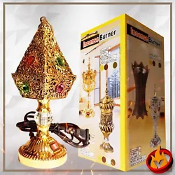 This is a nice elegant and gold incense burner. Its electric with an On and Off switch. Keeper or makes a nice holiday...