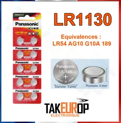 Pile LR1130 AG10 LR54 189 SR1130W 1.5V PANASONIC Alcaline. Modèle LR-1130 (LR54, AG10, G10A, 189). ¸ ★ CONTENU DE...