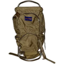 Vintage 1970s JANSPORT Tan Large External Frame Hiking Camping Backpack. Stands 34” and is about 15” wide. No holes...