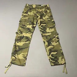 Must Way Pants Mens 34 Green Camo Cotton Multi Cargo Tactical Utility Outdoor