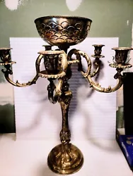 HUGE Gothic Standing Candelabra Candle Holder Silver Metal Holds 5 (pickup only).