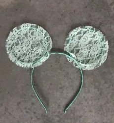 Womens Lace Minnie Mickey Mouse Ears Headband Mint Green. Condition is Used. Shipped with USPS First Class Package.