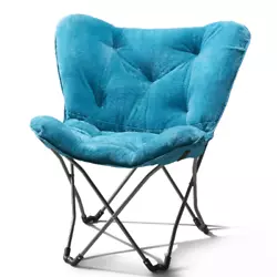 Lounging in style has never been easier with the Folding Butterfly Chair in Blue Faux Fur. Decked out in soft,...