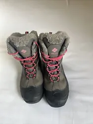 Columbia 200 Grams Size 4 US Womens Snow Boots Black Grey Pink Waterproof Fur.