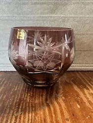 vintage amethyst cut to clear glass cup grape design Made In Poland. This is a pre-owned item anime show normal signs...