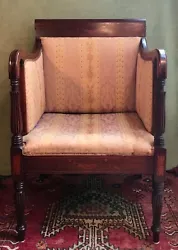 Antique Inlaid Mahogany Sheraton Armchair. On bulbous reeded and turned legs. Seat height 17.75 in. Available for local...