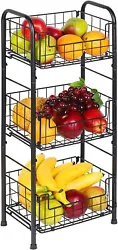 3 tier removable basket design, you can put fruit, vegetable, potato, onion and so on. Great save your limited spaces....