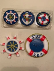 Nautical Boat Theme Floating Candles. Larger:  Ships Wheel/Rescue Buoy/Anchor.