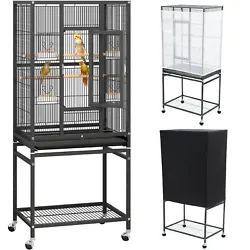 Easy to Move : 4 universal 360-degree swivel wheels are equipped so you can effortlessly relocate the bird cage quickly...