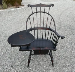 Classic crackle black surface with two drawers and knuckle arms. Excellent condition. Classic crackle black surface....