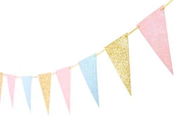Material: Every Banner is Double Sided Glitter Premium Paper, Sparkling, Durable, Versatile and Reusable..Flag...