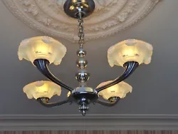 Very beautiful chandelier from the art deco period. the chandelier is ready to install, works perfectly. Very beautiful...