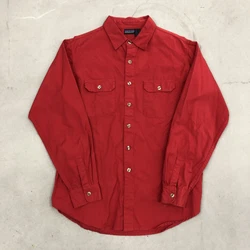XL 1980s Patagonia Heavy Canvas Double Pocket Red Overshirt Worn Wear Chouinard.