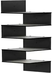 FURINNO 5 tier wall mount floating corner shelf makes space utilization possible from any corner. Creative design...