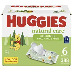 Huggies Natural Care Sensitive Baby Wipes are plant-based wipes, made with 99% purified water and 1% skin essential...