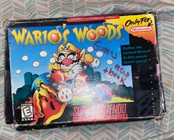 Warios Woods SNES Super Nintendo CIB Complete Box Manual. Tested working perfect complete. Game have a name in the...