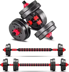 20 lbs fitness dumbbells include: 4 × 2.75lbs weight plates, 4x2.2lbs weight plates, 4x dumbbell nuts, 1x connector,...