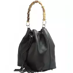 Tamara Hobo Handbag with Bamboo Handle  Made in Italy with Italian Leather. Top handle Hobo style handbag characterized...