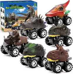 【Pull Back Dinosaur Cars】No batteries needed, just pull it back, then release your hand, dinosaur car can run a...