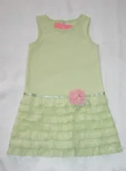 NWT Gymboree Easter Garden Bloom green ruffle tiered dress. Pretty cotton eyelet ruffles create the bottom half and the...