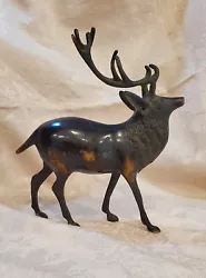 This beautiful vintage, bronze sculpture depicts an 8 inch elk figure in exquisite details and a realistic style. The...