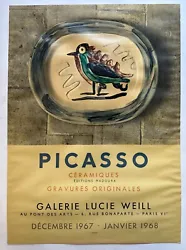 Up for your Consideration is this Beautiful Vintage Original Exhibition Poster for a Picasso Art Pottery Ceramic Show,...