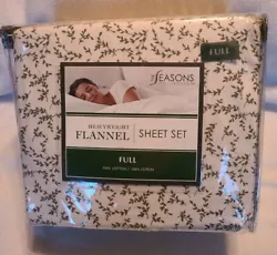 New-THE SEASONS COLLECTION HEAVYWEIGHT FLANNEL FULL 100% COTTON SHEET SET - SAGE VINE. Condition is 