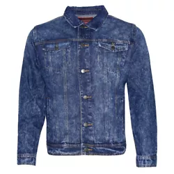 Mens Premium Cotton Faded Denim Jean Button Up Slim Fit Jacket Black 2XL.