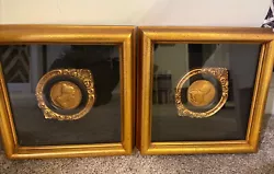 Gold Tone, Clifford Art Wall Plaques NY Mid Century Set Of 2, 9.5 X 9.5” Frames. I believe ons plaque is of Peter The...