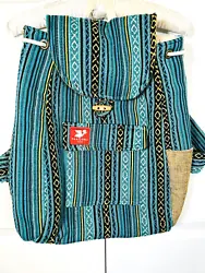 BEAUTIFUL New without Tags TAALUMA Teal Blue Striped Backpack BagSuch a quality Great BagQuite large fits a 15