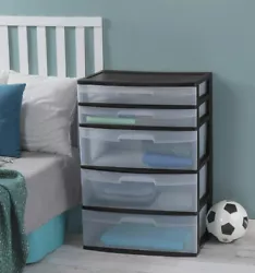 The clear drawers allow contents to be easily identified while keeping them contained. The drawer stop feature prevents...