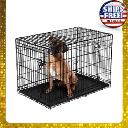 Keep your pet secure with the Vibrant Life Double-Door Folding Dog Crate with Divider. When not in use, it folds flat...