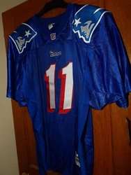 New with tags. #11 Drew Bledsoe. Size 50 3XL. If you wear 2 XL then this will fit just fine. 