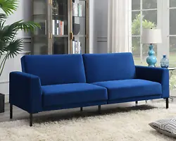 Modern Velvet Upholstered Futon Sofa Soft Convertible Sleeper Loveseat Living Roon Couch Bed for Small Space 81.5