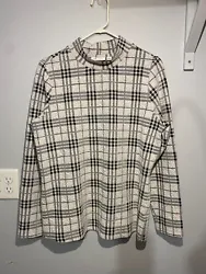 Denim & Company Plaid Black and White Sweater Shirt Size Medium. #167