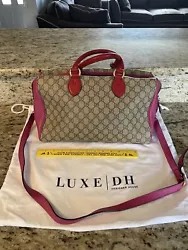 Gucci Hibiscus Red & Pink Supreme Boston Bag. Authentic Gucci purse purchased new with tags from LuxeDH in 2016 (see...