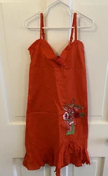 Beautiful Wati Girls Sun Dress From Neiman Marcus. Orange With Embroidered Flowers. Size 4. Dress features a sweetheart...