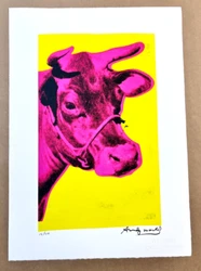 This lithographic print was made from an original creative reproduction of Andy Warhols Cow, 1966. Print is...