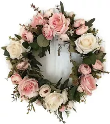 【 Realistic Decorative Rose Wreath 】 This rose wreath is made from silk rose flowers and leaves which like the real...