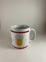 Coffee Mug Made In England Water pitcher tea kettle coffee grinder on it. Mug is pre-owned and is in good condition. No...