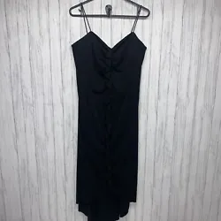 Womens Size 9 Jessica McClintock For Gunne Sax Black Ruffle Midi Dress EUC. Chest 17”Length from armpit 36”