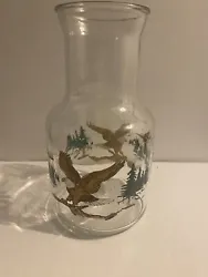 Vintage Bald Eagle Glass Carafe. Add your favorite drink or use as a vase.