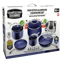 Introducing our new Granite Stone Blue Collection. An elegant non-stick cookware set that will upgrade any kitchen with...