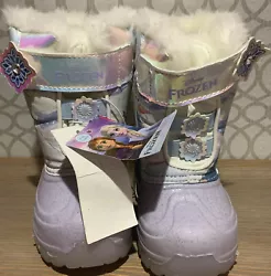 🍒 Disney Toddler II Girls Light Up Frozen Winter Boots Lilac/Glitter Size 5.